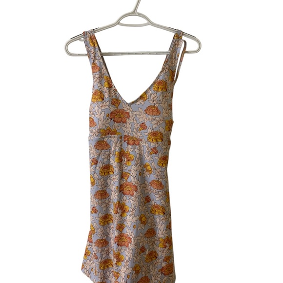 Floral Sleeveless one piece - Orange and Yellow - Picture 1 of 11